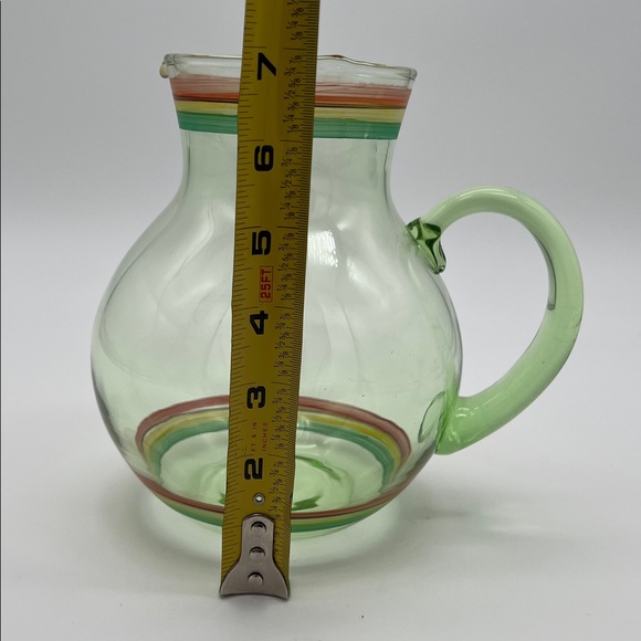 Mid-Century Modern Colorful Handblown Green Glass Pitcher - Picture 8 of 10